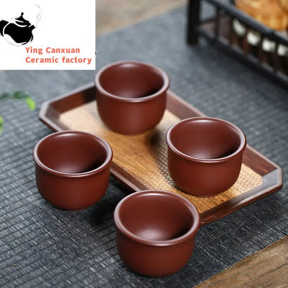 Yixing Purple Clay Cup Personal Cup Raw Ore Purple Vermicelli Clay Chicken Blood Red Single Cup Tea Ceremony Host Cup Bamboo Cup