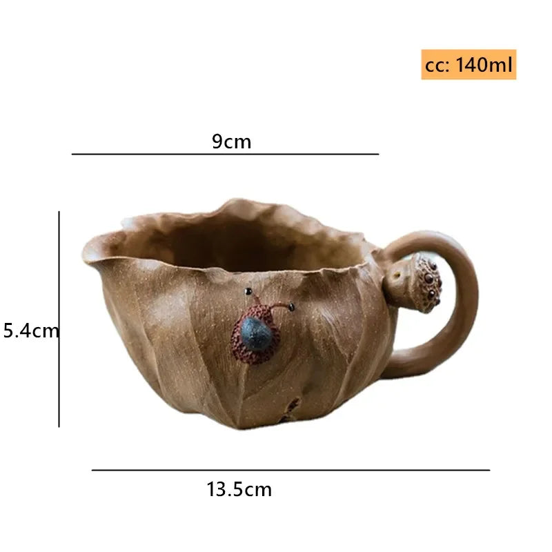 Yixing Purple Clay Fair Cup Handmade Master Cup Creative Lotus Leaf Shape Teacup Raw Ore Section Clay Tea Set Home Drinkware