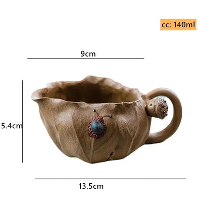 Yixing Purple Clay Fair Cup Handmade Master Cup Creative Lotus Leaf Shape Teacup Raw Ore Section Clay Tea Set Home Drinkware