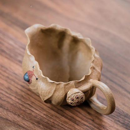 Yixing Purple Clay Fair Cup Handmade Master Cup Creative Lotus Leaf Shape Teacup Raw Ore Section Clay Tea Set Home Drinkware