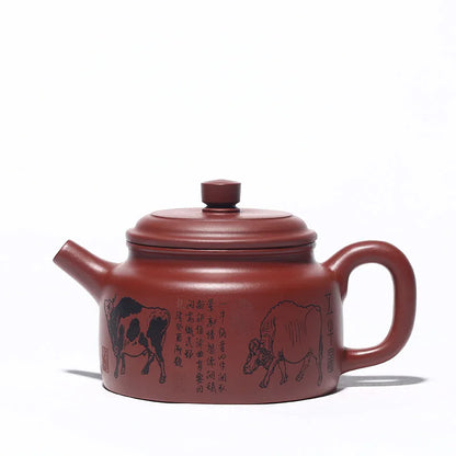 Yixing Purple Clay Handmade Tea Set, Filter Teapot, Beauty Kettle, Raw ore Mud, Tea Set, Drinkware,Suit for Green Tea,Dark Purpl