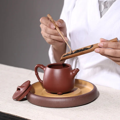 Yixing Purple Clay Handmade Teapot, Zisha Tea Set, Drinking Set, High Stone Scoop,Drinkware for Green Tea
