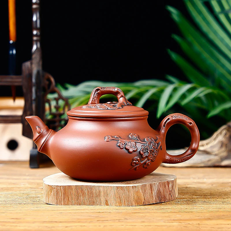 Yixing Purple Clay Large Handmade Plum Blossom Teapot, Ceramic Kungfu Tea Pot