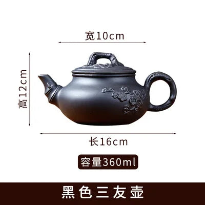 Yixing Purple Clay Large Handmade Plum Blossom Teapot, Ceramic Kungfu Tea Pot