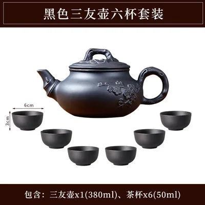 Yixing Purple Clay Large Handmade Plum Blossom Teapot, Ceramic Kungfu Tea Pot