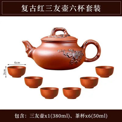 Yixing Purple Clay Large Handmade Plum Blossom Teapot, Ceramic Kungfu Tea Pot