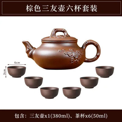 Yixing Purple Clay Large Handmade Plum Blossom Teapot, Ceramic Kungfu Tea Pot