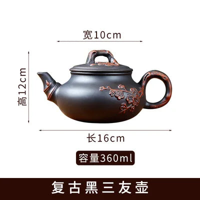 Yixing Purple Clay Large Handmade Plum Blossom Teapot, Ceramic Kungfu Tea Pot