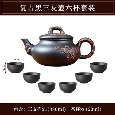 Yixing Purple Clay Large Handmade Plum Blossom Teapot, Ceramic Kungfu Tea Pot