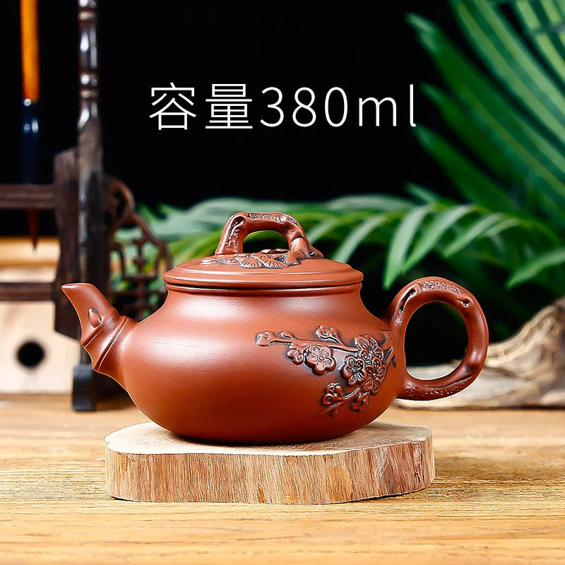 Yixing Purple Clay Large Handmade Plum Blossom Teapot, Ceramic Kungfu Tea Pot