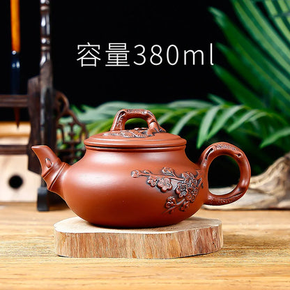 Yixing Purple Clay Large Handmade Plum Blossom Teapot, Ceramic Kungfu Tea Pot