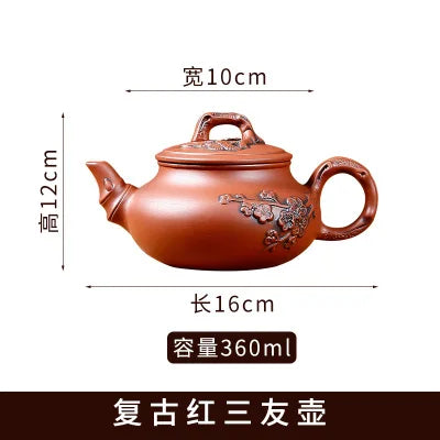 Yixing Purple Clay Large Handmade Plum Blossom Teapot, Ceramic Kungfu Tea Pot