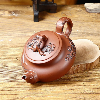 Yixing Purple Clay Large Handmade Plum Blossom Teapot, Ceramic Kungfu Tea Pot