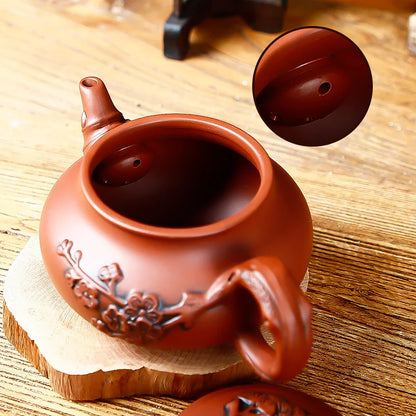 Yixing Purple Clay Large Handmade Plum Blossom Teapot, Ceramic Kungfu Tea Pot