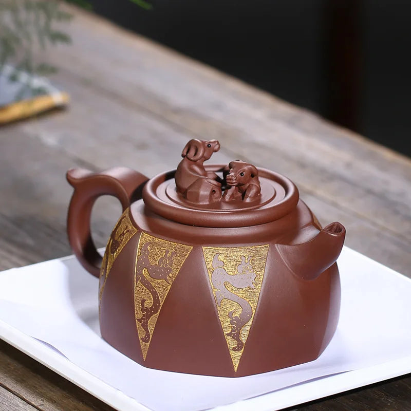 Yixing Purple Clay Pot Double Cattle Douzhi Pot Ni Xin'an Teapot Wholesale Rain Medium Sand Raw Ore Bottom Trough Pure Full Hand