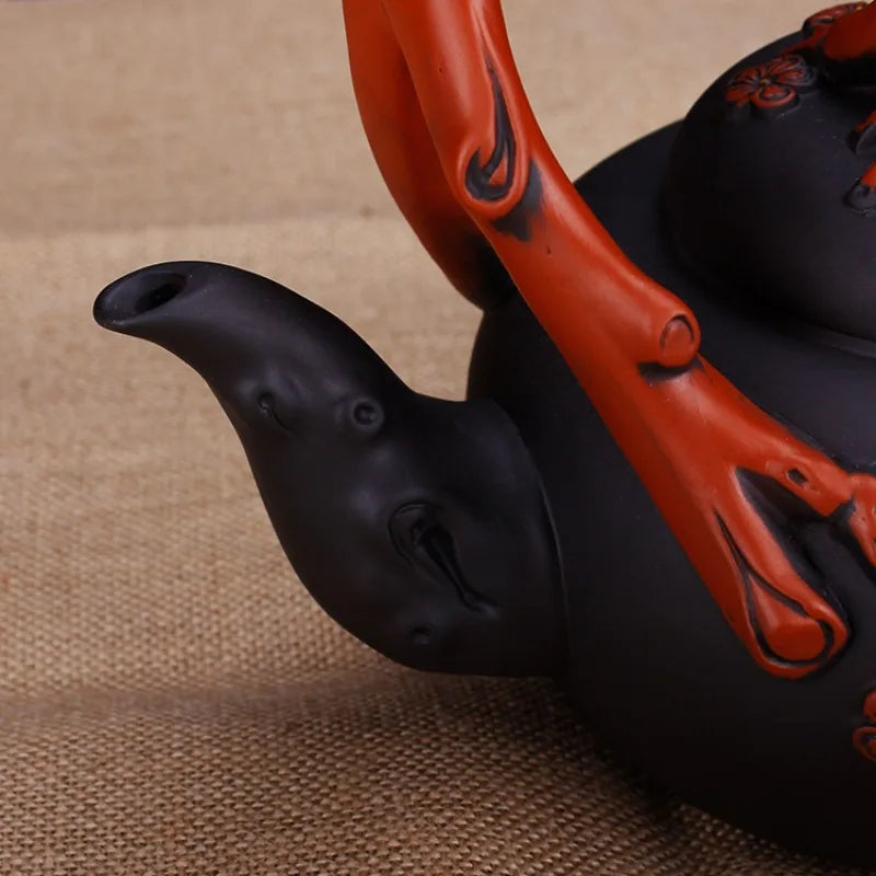 Yixing Purple Clay Pot Extra Large Capacity Plum Magpie Primula Tea Pot Decoration Pot Raw Mine Old Purple Clay Tea Pot