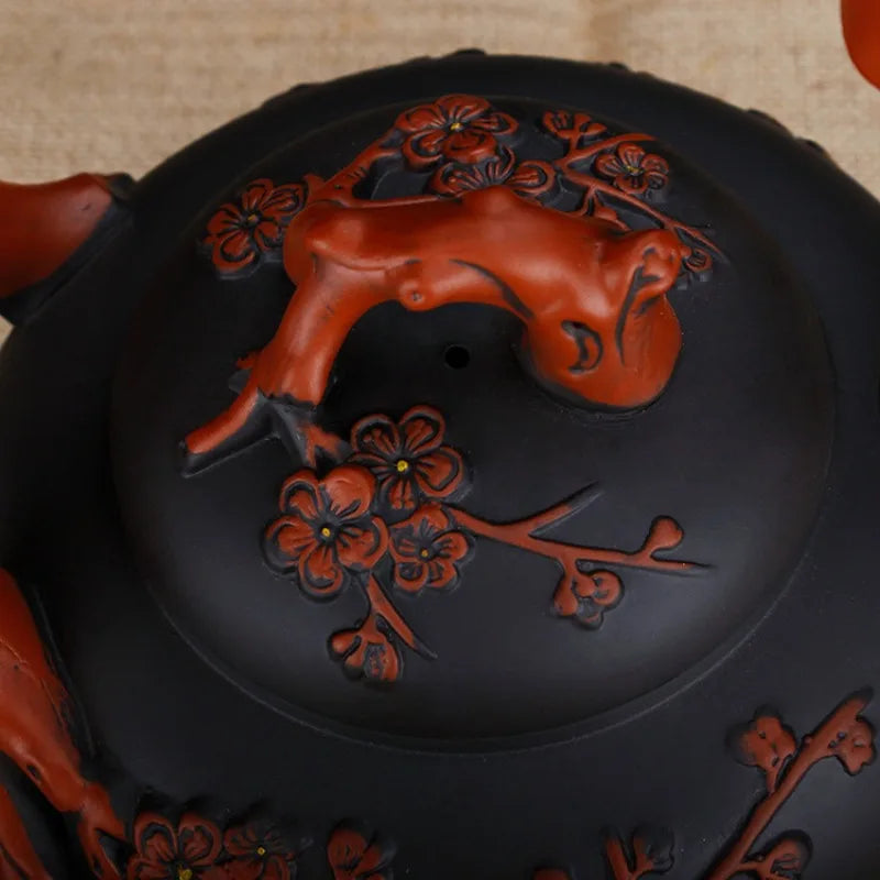 Yixing Purple Clay Pot Extra Large Capacity Plum Magpie Primula Tea Pot Decoration Pot Raw Mine Old Purple Clay Tea Pot