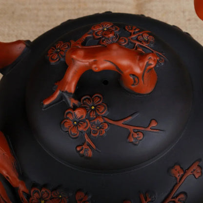 Yixing Purple Clay Pot Extra Large Capacity Plum Magpie Primula Tea Pot Decoration Pot Raw Mine Old Purple Clay Tea Pot