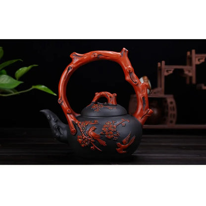 Yixing Purple Clay Pot Extra Large Capacity Plum Magpie Primula Tea Pot Decoration Pot Raw Mine Old Purple Clay Tea Pot