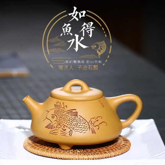 Yixing Purple Clay Pot Factory Rain Medium Sand Crab Ovary Section like a Fish Water Pot Strong Jiren Ziye Shipiao Teapot One Pi