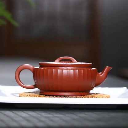 Yixing Purple Clay Pot Factory Wholesale Rain Medium Sand Raw Ore Dahongpao Tea Rib Pattern Small Hanwa Pot One Piece Dropshippi
