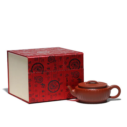 Yixing Purple Clay Pot Factory Wholesale Rain Medium Sand Raw Ore Dahongpao Tea Rib Pattern Small Hanwa Pot One Piece Dropshippi