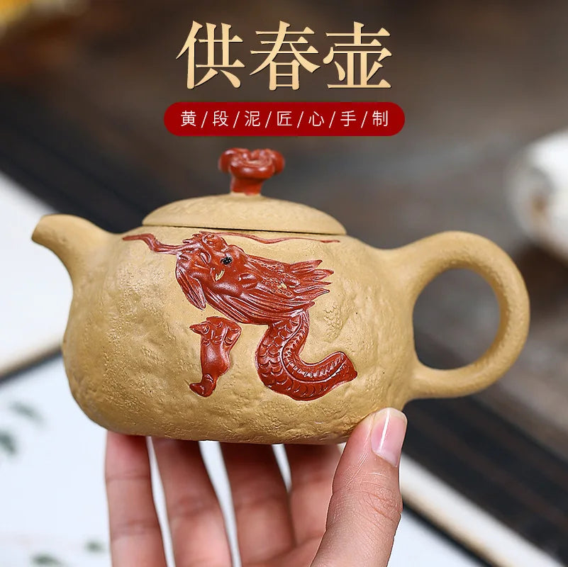 Yixing Purple Clay Pot Famous Handmade Raw Ore Beige Clay for Spring Large Capacity 200cc