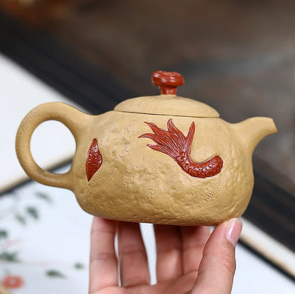 Yixing Purple Clay Pot Famous Handmade Raw Ore Beige Clay for Spring Large Capacity 200cc