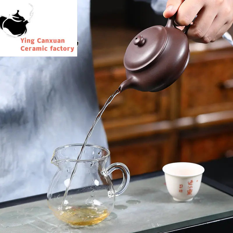 Yixing Purple Clay Pot Handmade Tea Pot Kung Fu Tea Set Original Mine Hundred Eyes Purple Clay Ming Furnace Pot Chinese Tea Pot