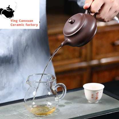 Yixing Purple Clay Pot Handmade Tea Pot Kung Fu Tea Set Original Mine Hundred Eyes Purple Clay Ming Furnace Pot Chinese Tea Pot