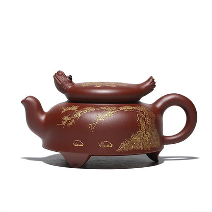 Yixing Purple Clay Pot Happiness and Longevity Pot Raw Ore Purple Clay Ni Xin'an Teapot Rain Medium Sand Factory Wholesale Pure