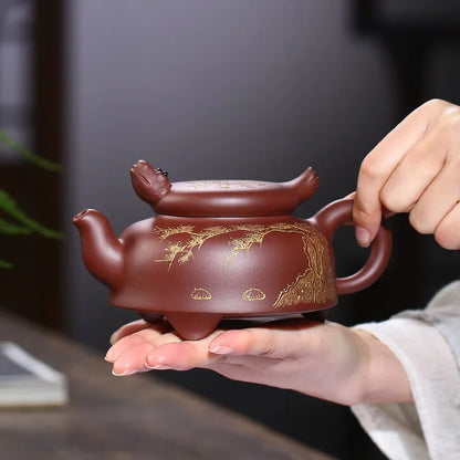 Yixing Purple Clay Pot Happiness and Longevity Pot Raw Ore Purple Clay Ni Xin'an Teapot Rain Medium Sand Factory Wholesale Pure
