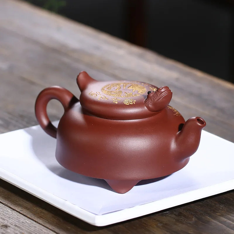 Yixing Purple Clay Pot Happiness and Longevity Pot Raw Ore Purple Clay Ni Xin'an Teapot Rain Medium Sand Factory Wholesale Pure