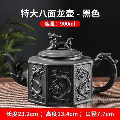 Yixing Purple Clay Pot Large Capacity Big Eight Dragon Boat Tea Pot Built in Stainless Steel Filter Tea Pot Kung Fu Tea Set