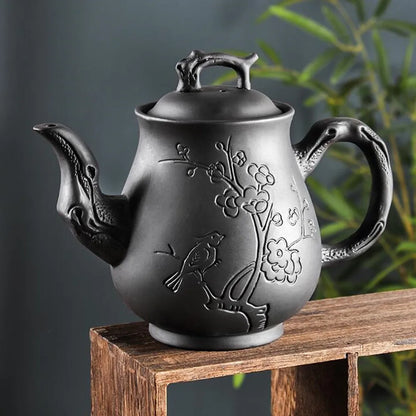 Yixing-Purple Clay Pot, Large Capacity, Plum Finch Pot, Household Cinnabar Teapot, Ceramic Kettle, Tea Cup, Kungfu Tea Set