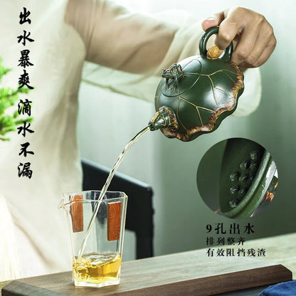 Yixing Purple Clay Pot Original Mine Purple Clay Xishi Drinking Pu'er Handmade Chinese Tea Pot Kung Fu Tea Set 300ml