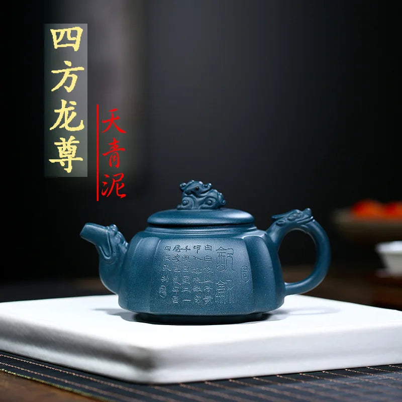 Yixing Purple Clay Pot,Raw Mine Clay, Longzun Kung, Fu,Tea Set,Teapot,Zisha Drinkware,Suit for Green Tea,Puer,Dark Purple