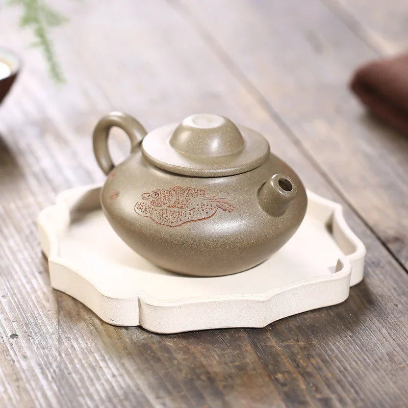 Yixing Purple Clay Pot Raw Ore Green Gray Segment Mud Zen Heart Pot Ni Xin'an Authentic Rain Medium Sand Teapot One Piece Dropsh