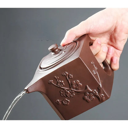 Yixing Purple Clay Pot Stainless Steel Filter Teapot Large-capacity Square Pot Kung Fu Tea Set Pour Spout Kettle with Handle