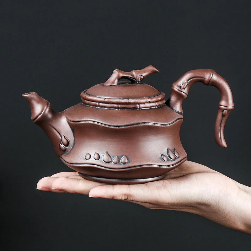 Yixing-Purple Clay Pot with Large Curved Handle, Teapot, Manual, Creative, Side Handle, Kungfu Tea Set