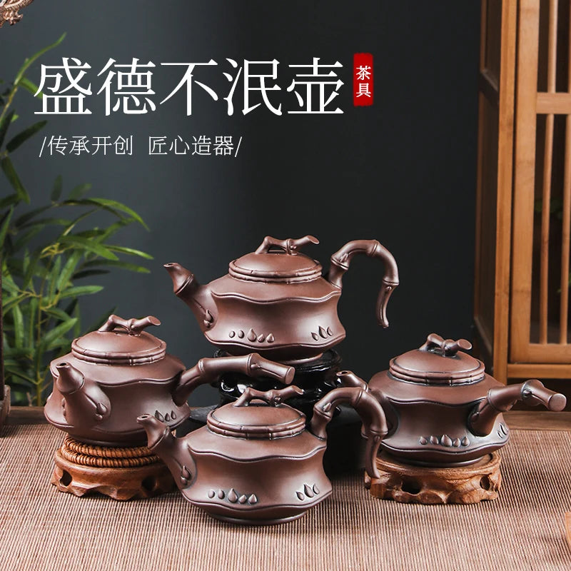 Yixing-Purple Clay Pot with Large Curved Handle, Teapot, Manual, Creative, Side Handle, Kungfu Tea Set
