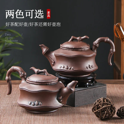 Yixing-Purple Clay Pot with Large Curved Handle, Teapot, Manual, Creative, Side Handle, Kungfu Tea Set