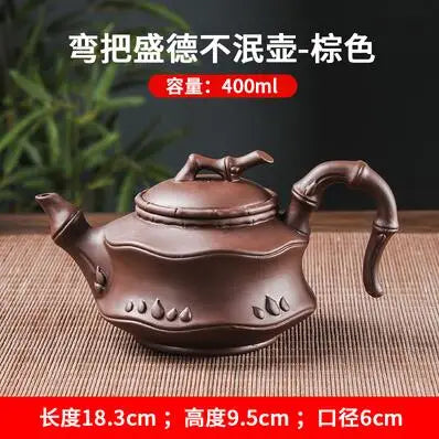 Yixing-Purple Clay Pot with Large Curved Handle, Teapot, Manual, Creative, Side Handle, Kungfu Tea Set