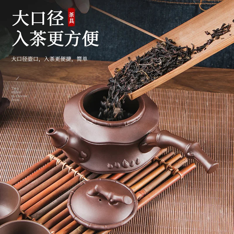 Yixing-Purple Clay Pot with Large Curved Handle, Teapot, Manual, Creative, Side Handle, Kungfu Tea Set