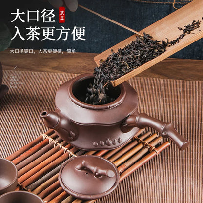 Yixing-Purple Clay Pot with Large Curved Handle, Teapot, Manual, Creative, Side Handle, Kungfu Tea Set