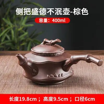 Yixing-Purple Clay Pot with Large Curved Handle, Teapot, Manual, Creative, Side Handle, Kungfu Tea Set
