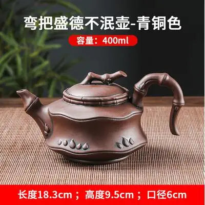 Yixing-Purple Clay Pot with Large Curved Handle, Teapot, Manual, Creative, Side Handle, Kungfu Tea Set