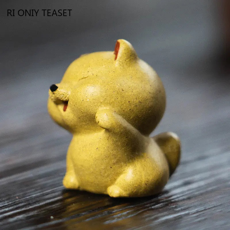 Yixing Purple Clay Tea Pet Chinese Zodiac Dog Statue Ornaments Handmade Sculpture Tea Figurine Crafts Zisha Tea Set Decoration