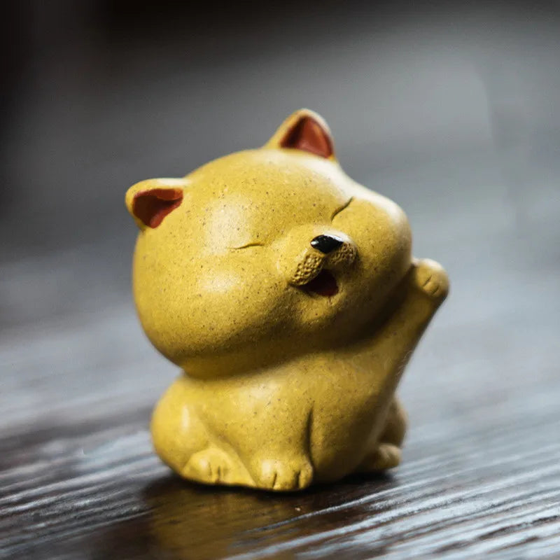 Yixing Purple Clay Tea Pet Chinese Zodiac Dog Statue Ornaments Handmade Sculpture Tea Figurine Crafts Zisha Tea Set Decoration