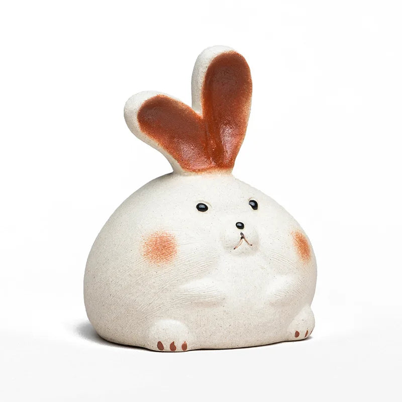 Yixing Purple Clay Tea Pet Cute Zodiac Rabbit Ornaments Tea Figurine Handmade Sculpture Crafts Chinese Zisha Tea Set Decoration